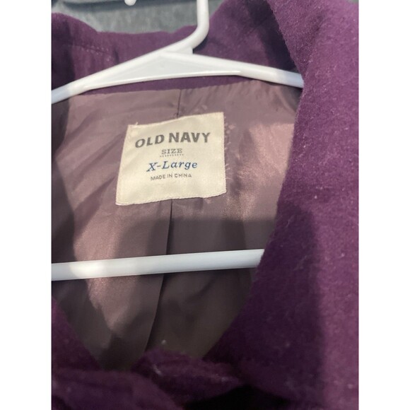Old Navy Women’s Coat XL Purple Wool Blend Toggle Button Lined Jacket Preppy - Picture 3 of 11